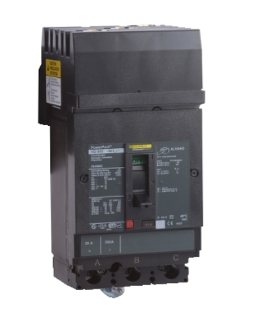 HDA36020 Circuit breaker, PowerPacT H, 20A, 3 pole, 600VAC, 14kA, I-Line, thermal magnetic, 80%, ABC