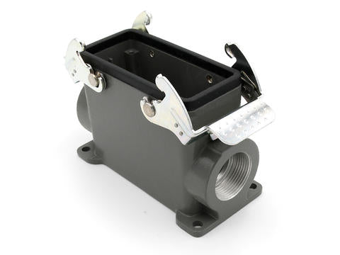 936013049 GWconnect STD - Standard, Double Lever Surface Mount Housing, Die-cast Aluminum, with 2 Levers, with Gasket, Size 16B «77x27», Pg21x2 Thread, High Construction, Grey