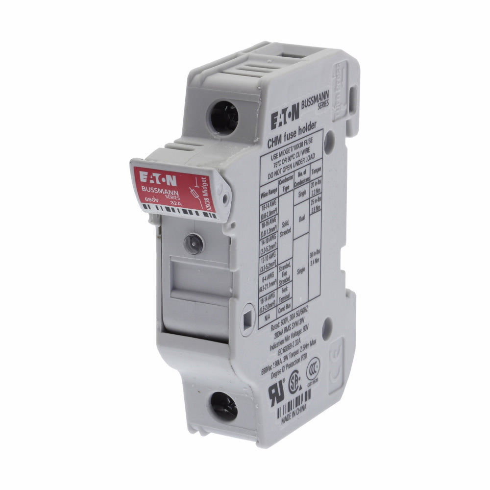 CHM1DIU FUSE HLDR CART 690V 32A DIN RAIL with indicator
