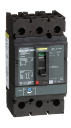 JDL36150 Circuit breaker, PowerPacT J, 150A, 3 pole, 600VAC, 14kA, lugs, thermal magnetic, 80%