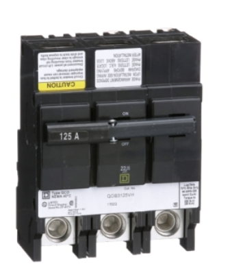 QOB3125VH QO mini breaker, 125 A, 3 pole, 120/240 V, 22 kA, bolt on